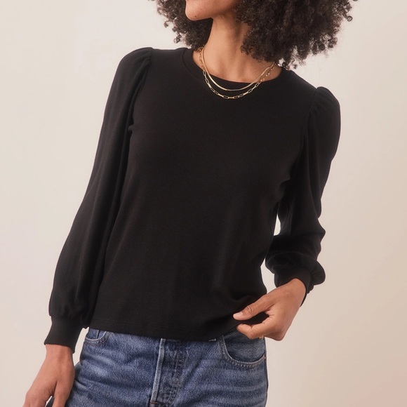 Marine Layer Tops - NWOT Marine Layer Lexi Rib Puff Sleeve Top
Black Small Ribbed Soft Long Sleeve